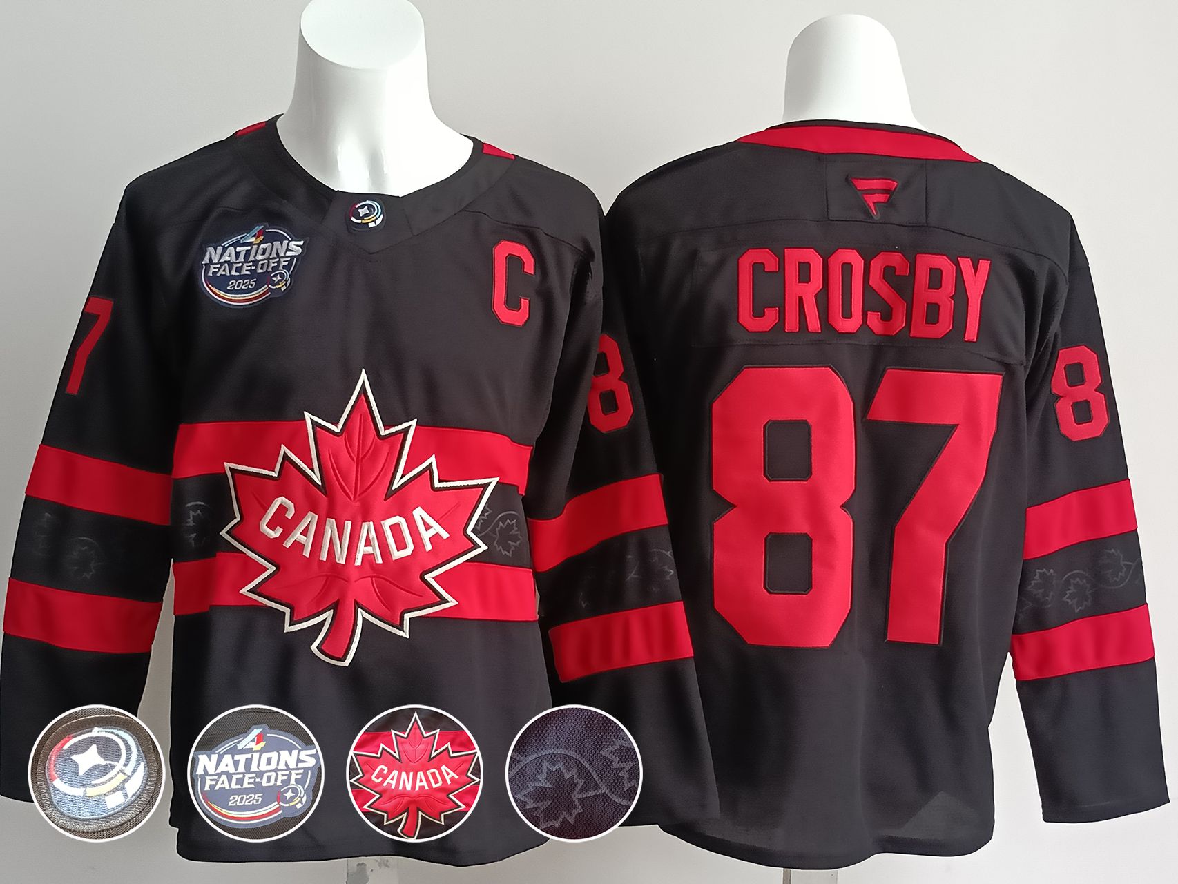 Men Canada #87 Crosby Black 2025 Fanatics Home Premium NHL Jersey